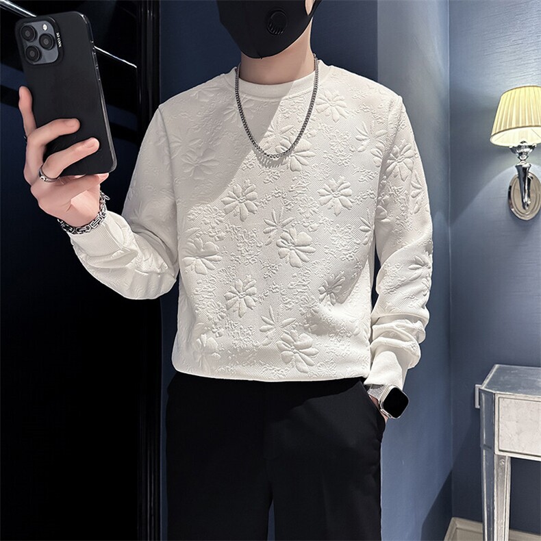 卫衣男凹凸感面料社会小伙店主风长袖T恤301C-WY34-P58控78图片