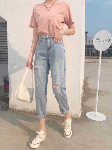 【现货】，洋气破洞牛仔裤，女装牛仔裤，零时度