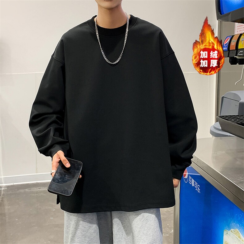 W2259加绒-P53秋冬圆领重磅大码男潮ins开叉宽松加绒加厚卫衣,男装卫衣,星座109
