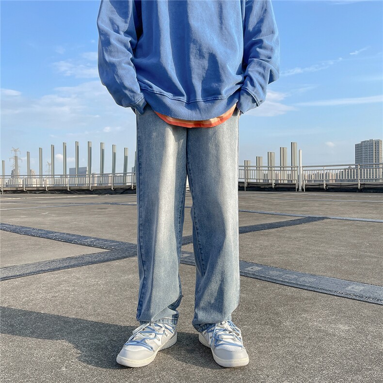推荐！港风宽松潮流直筒牛仔长裤男女B377-N680-P4558,男装牛仔裤,电商B377