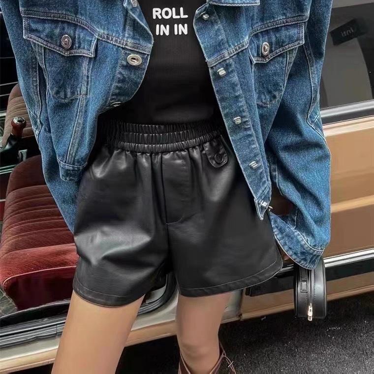 2022新款一粒扣百搭PU短裤,女装其它,L·H·X