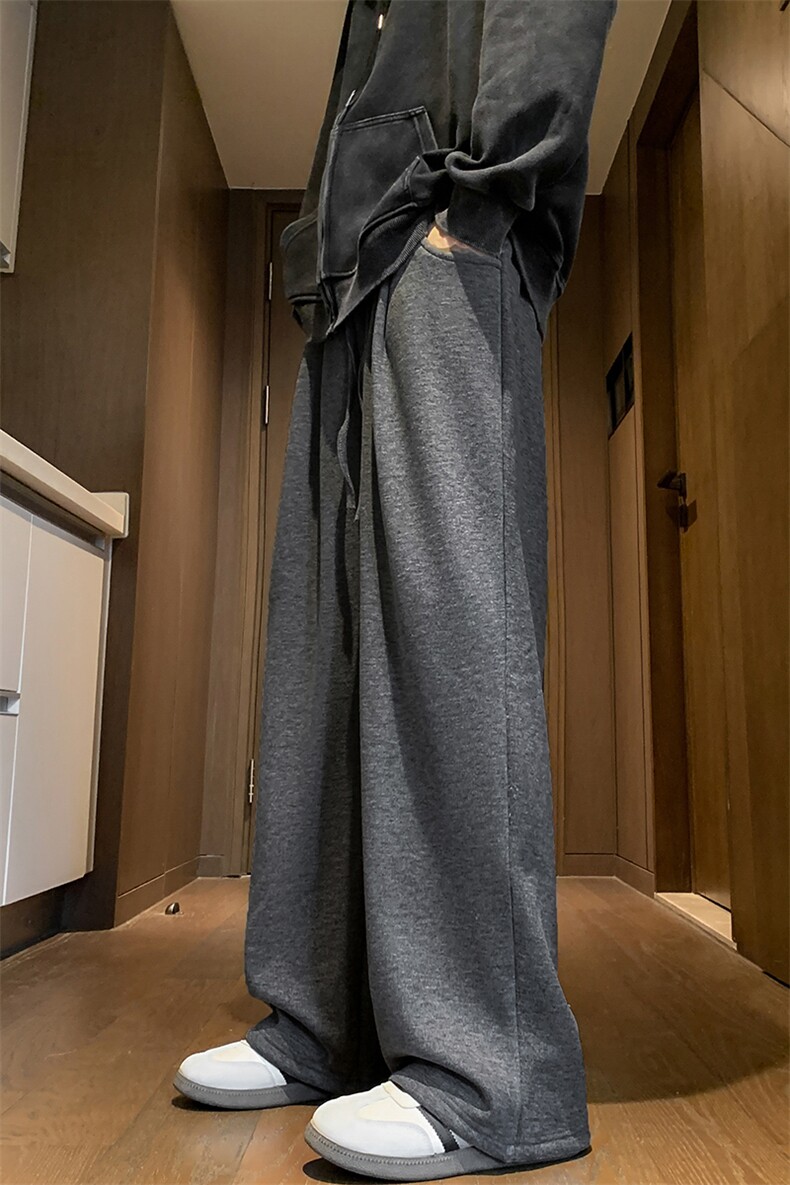 8XL-M特大码工装加绒裤男纯色宽松裤卫裤休闲基础款K995P65,男装休闲裤,电商D206-1