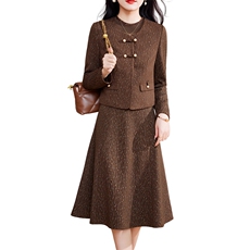 现货-新品】小西装外套+连衣裙2024年春装新款女士洋气两件套，女装套装/套裙，仁梯