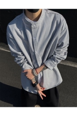 2025春季新款立领衬衣条纹长袖衬衫F6602特P45控68，男装衬衫，电商A309