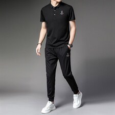 2023新款潮流短袖T恤男士圆领上衣裤子两件套中青年男士休闲套装，男装休闲套装，电商B212（原钱塘6029）