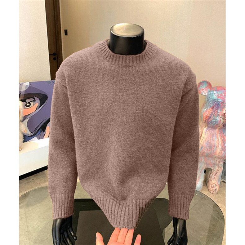 重磅秋冬男女纯色打底针织衫圆领套头半高领毛衣美式复古休闲上衣,男装T恤,电商A486