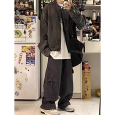 新款小众牛仔外套男款春秋季痞帅高级复古机车夹克潮LJK55288-P82，男装夹克，星座1008