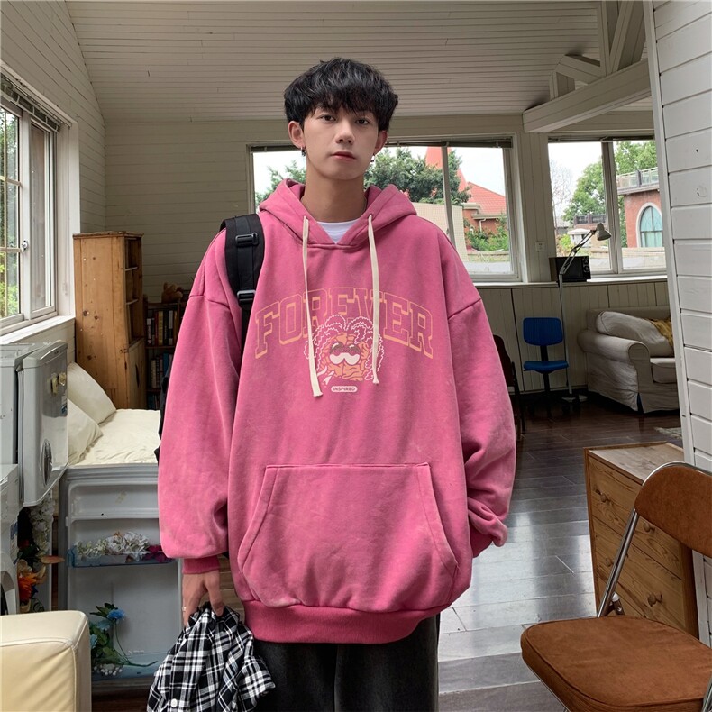 新款秋冬港风宽松连帽套头卫衣X5665-常规P70控88-加绒P80控98,男装卫衣,电商A061-1