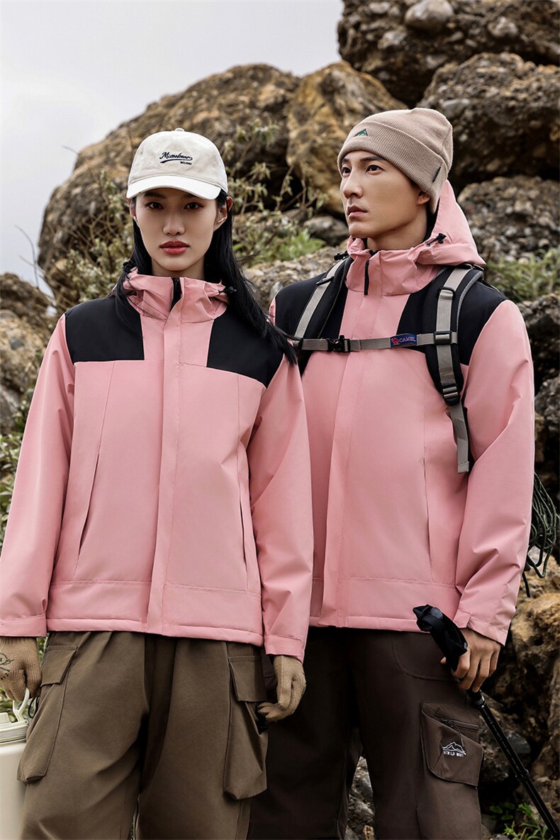 户外秋冬季加绒加厚冲锋衣防水防风滑雪服登山服情侣中长款外套,女装短外套,衫都服饰