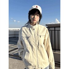 26春装高品质老钱风立领夹克外套男女美式潮牌拉链工装风宽松上衣，男装夹克，电商A486