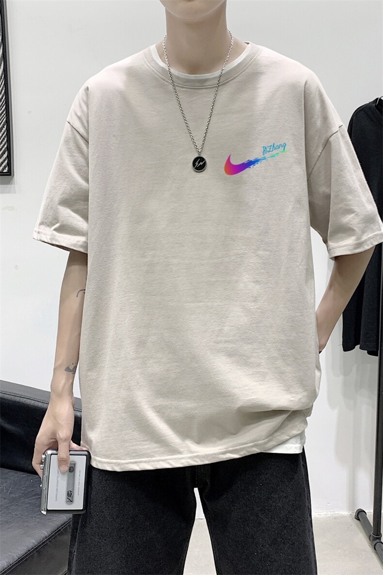 T2227P25港风室内复古印花夏款圆领短袖潮情侣宽松夏季半袖T恤,男装T恤,星座510A-1