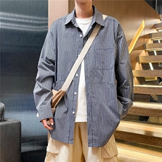 美式复古格子衬衫男春季新款潮牌宽松长袖CX5-P36，男装衬衫，星座1109-3