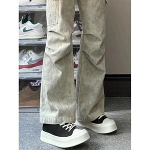 【有货的】杏色扎染工装裤男女美式复古大口袋裤子G810WW-特P58图片