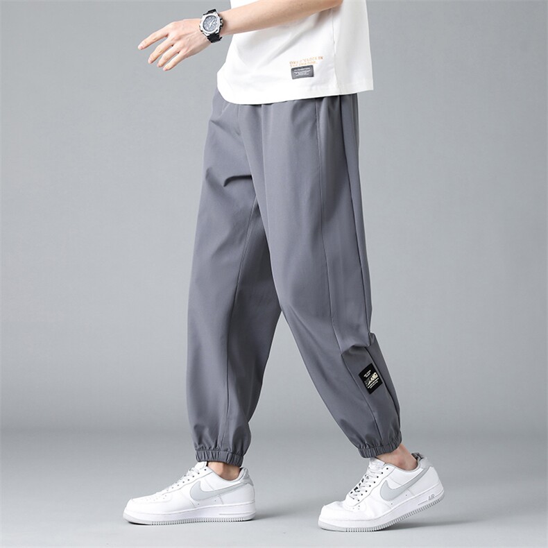 男士超薄款24新款宽松运动休闲束脚裤纯色九分裤A068-QL2322-P35,男装休闲裤,电商A068