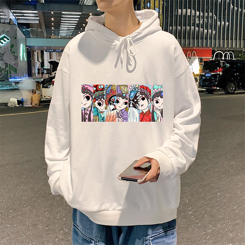 WY2250-P35 纯棉连帽卫衣男大码运动帽衫宽松薄外套男图片
