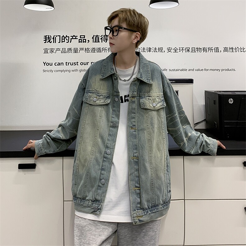 Wt65-P58美式复古水洗渐变牛仔外套,男装夹克,星座1501-1