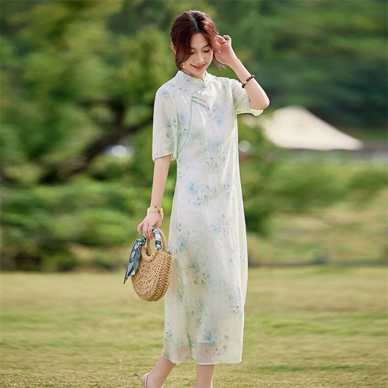 2026年夏季苎麻文艺/优雅旗袍,女装汉服/婚纱/旗袍/礼服,江南依恋