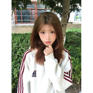 【有货】WY903CC-特P53 美式复古条纹小熊刺绣连帽卫衣男女图片