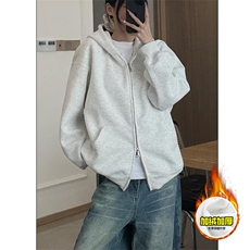 480G重磅加绒硬挺boxy男女秋冬美式高街结构双拉链开衫卫衣厚外套，女装短外套，电商A486