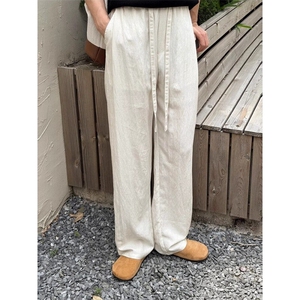 【现货量大价优】亚麻凉感休闲西裤复古宽松直筒阔腿裤K08002 P50图片