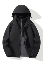 冬季三合一外套日系连帽男装青年夹克户外防水冲锋衣外套6152-P90，男装夹克，星座1403A