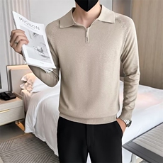 轻熟风新款拉链针织Polo衫秋季潮牌男士潮流翻领S802-P55，男装Polo衫，星座1109-3