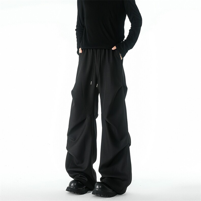 25褶皱拖地微喇叭西裤美式高街cleanfit休闲裤子504-K259-P40控68，男装西裤，星座504