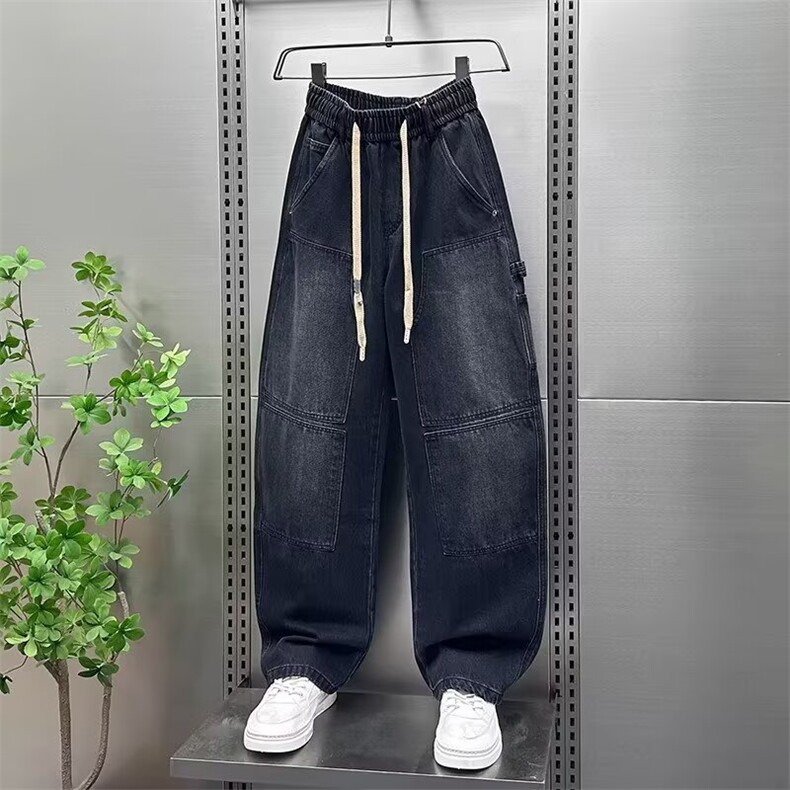 1506-1/KB8321/P52冬季潮流宽松加绒加厚牛仔裤男个性多口袋弹力,男装牛仔裤,星座1506-1