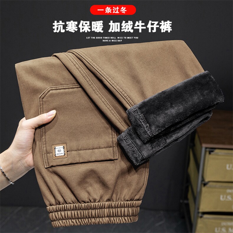 美式潮流纯棉休闲裤男冬季高街宽松直筒运动裤Z2301-P50/加绒P60图片