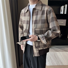 轻熟风男士秋冬格子2025秋季长袖夹克店主风JK8005-P130，男装夹克，电商A236
