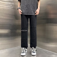 青春流行ins男原宿美式vibe裤子直筒水洗拉链牛仔裤潮N619P40，男装牛仔裤，星座1116-2