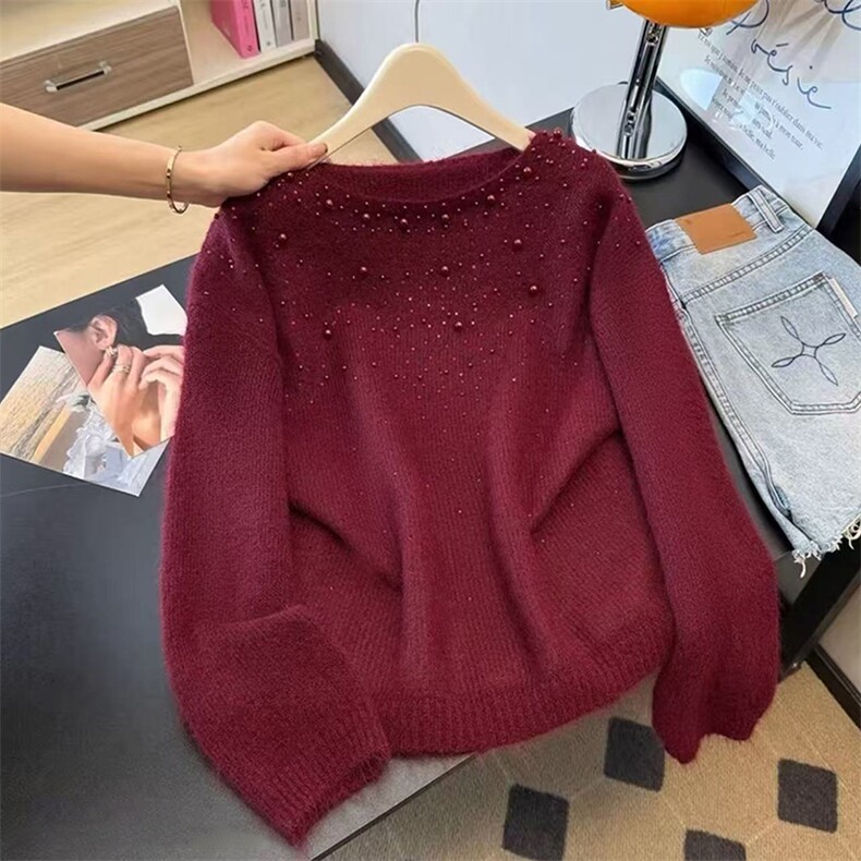 毛衣女冬季加厚外穿内搭套头圆领短款小个子时尚针织衫打底衫上衣,针织衫/毛衣,暖姿羊绒