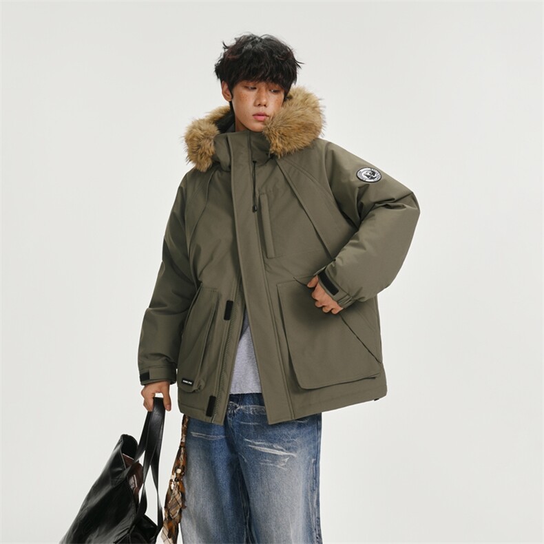 CC929-P130冬季工装棉衣可拆卸毛领连帽棉服情侣户外防风外套，男装棉衣，星座405-3