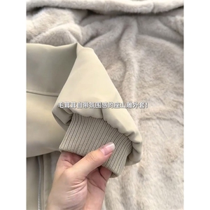 现货高品质美式高街冬季重磅座山雕大毛毛领pu皮棉衣男女加厚外套图片