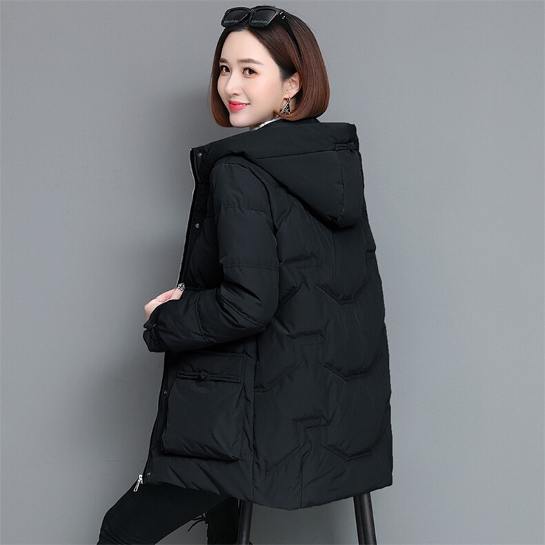 时尚保暖中长款连帽棉服显瘦修身冬季女装外套,女装棉衣/棉服,雪樱依海