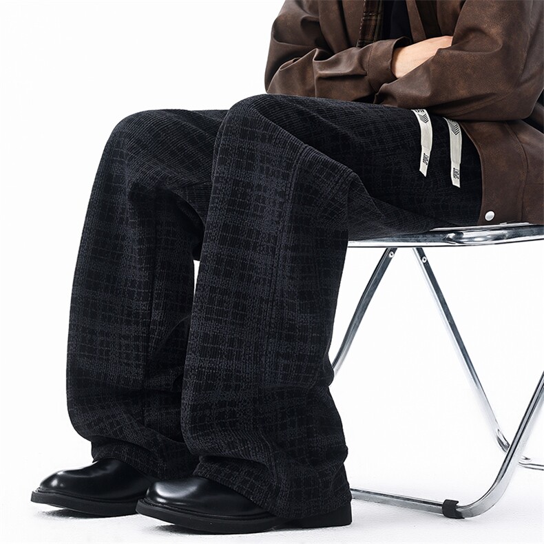 秋冬加绒印花格子弯刀裤K922P40加绒50,男装卫衣,电商A073
