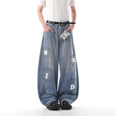 903-AK073-特P55【S-3XL】字母工装弯刀牛仔裤2，男装牛仔裤，星座903