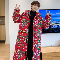 A5中长款大棉袄连帽大衣外套保暖防寒棉服新中式表演出团队服男女，男装棉衣，星座115A(原星座507）