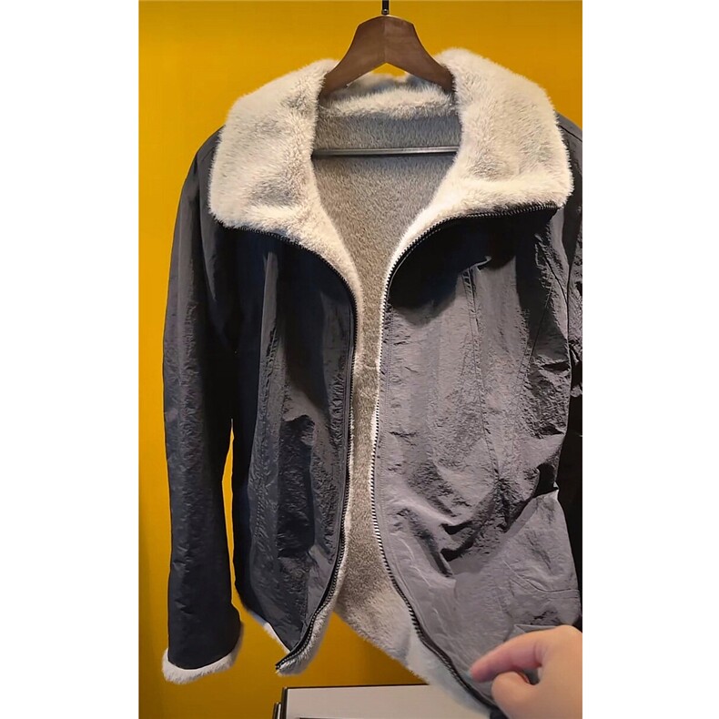 抖音-香港sun-座山雕毛领棉服加绒加厚短款翻领外套ygm858-TP115,男装夹克,电商A089-1