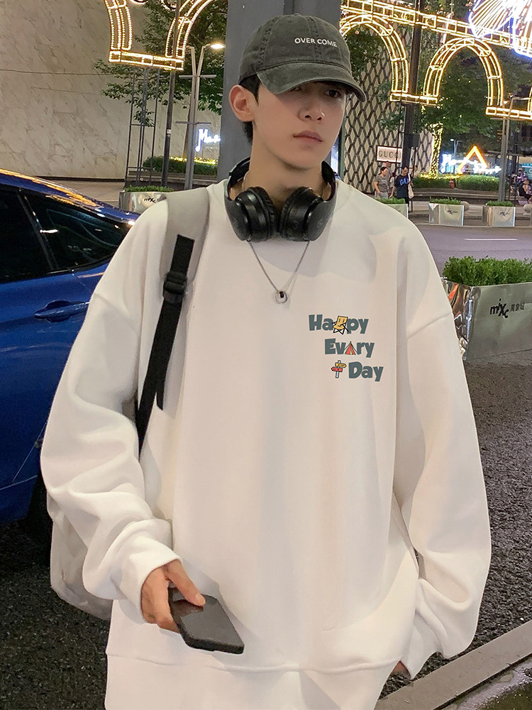 W566圆领卫衣秋冬新款宽松潮牌套头上衣美式印花休闲高街外套,女装短外套,星座304A-1