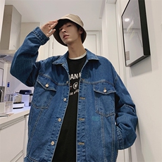 早春破洞外套in港风牛仔夹克宽松韩版百搭上衣D309-2Y，男装夹克，电商D321A