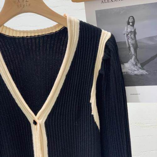 坑条撞色开衫，其它，XTZ style