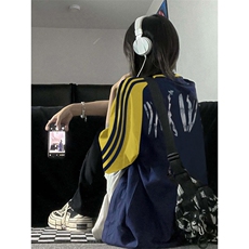 夏季美式高街重磅纯棉三条杠织带插肩撞色男女短袖T恤CZ91-特P25，男装T恤，电商A486