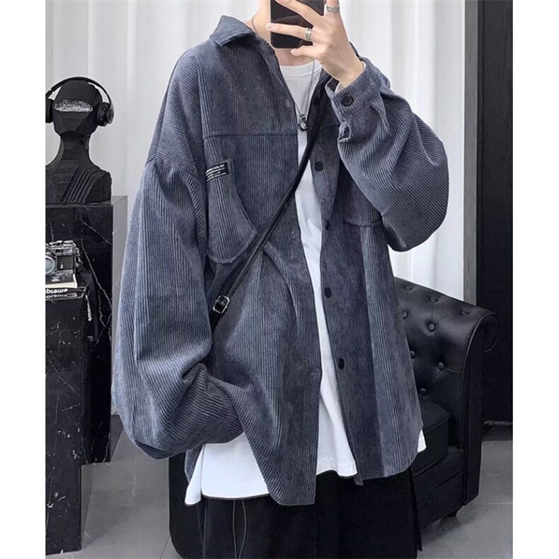 灯芯绒外套男衬衫休闲宽松春秋装长袖衬衣男士上衣服CB11,男装衬衫,星座1116A（原606A-3）