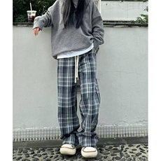 格子休闲裤男秋季宽松直筒裤子男生百搭复古阔腿长裤KX1543，男装休闲裤，星座1116A（原606A-3）