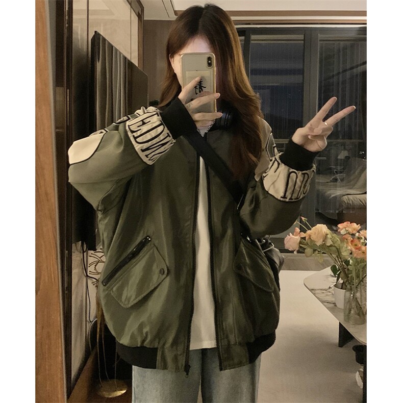 美式冲锋衣外套少女春秋2025新款学生休闲夹克棒球服外套C756-110,男装夹克,星座911-2(原星座613-2）