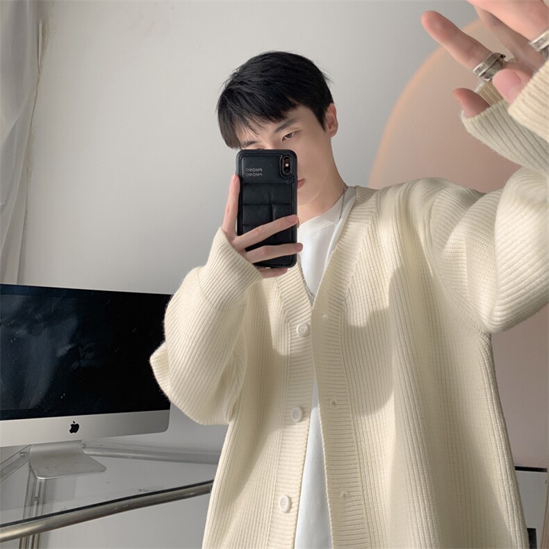 秋季新款港风美式vibe潮牌开衫V领毛衣男女潮 M401-P60控88图片