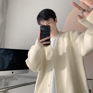 秋季新款港风美式vibe潮牌开衫V领毛衣男女潮 M401-P60控88图片