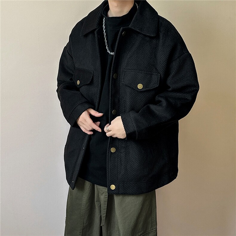 现货%羊毛-高品质呢料外套宽松毛呢大衣夹克-A131-105,男装夹克,电商A351
