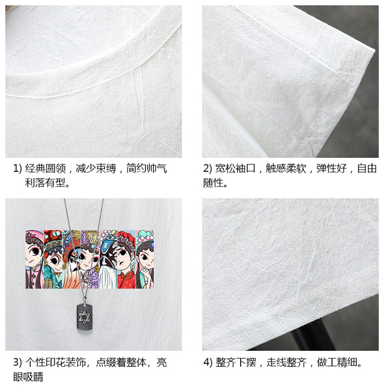 YT26250-P30京剧脸谱风亚短袖t恤男大码五分袖七分袖展架,男装T恤,电商A040A